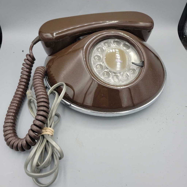 Northern Telecom "Dawn" Chocolate Pancake Rotary Phone working (YVO) (405)