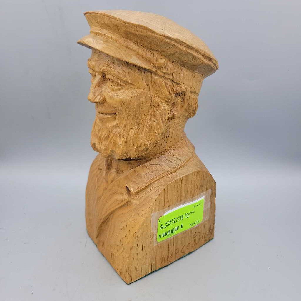 Wood Carving Seaman Signed (JL)