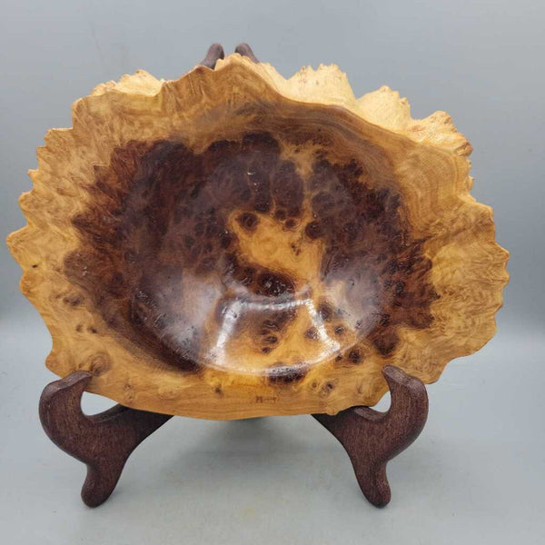 Hand Carved Wooden Burl Bowl Signed (JL) Hand Carved Wooden Burl Bowl Signed (JL)
