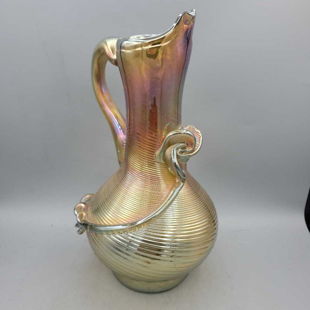 Hand Blown Carnival Glass vase pitcher (NUR) 9172