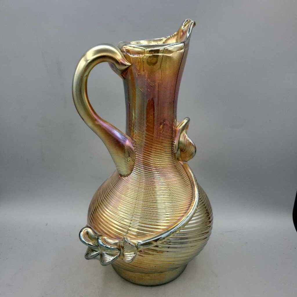 Hand Blown Carnival Glass vase pitcher (NUR) 9172