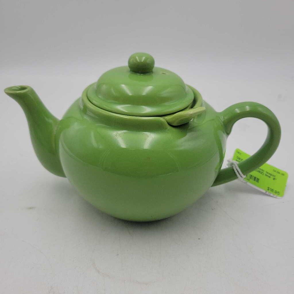 green ceramic teapot with strainer (GBZ)