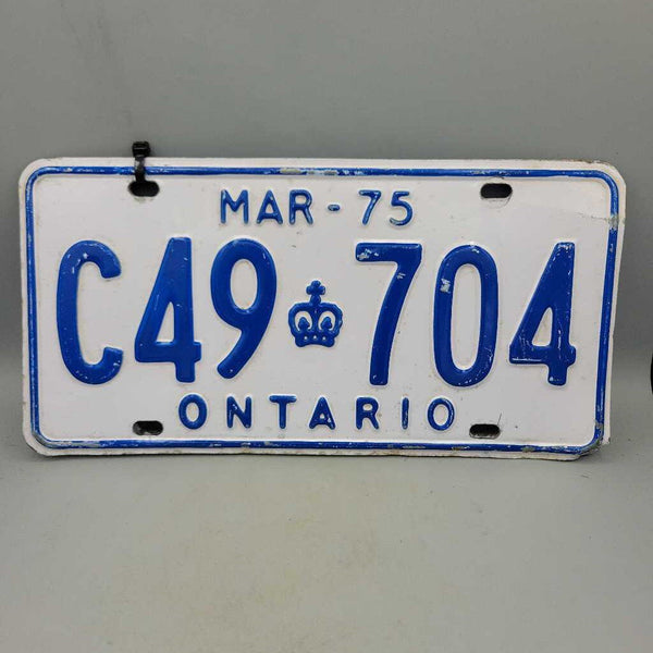 Pair of Mar 75 Ontario License Plates C49 704 (JAS)