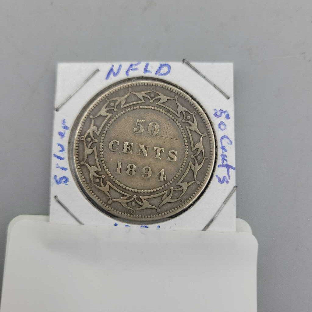 1894 NFLD .50C silver piece coin (JL)