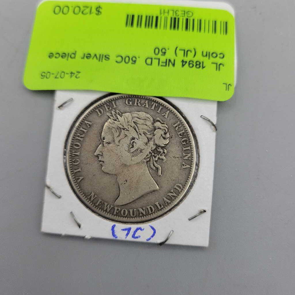 1894 NFLD .50C silver piece coin (JL) 1894 NFLD .50C silver piece coin (JL)