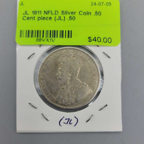 1911 NFLD Silver Coin .50 Cent piece (JL)