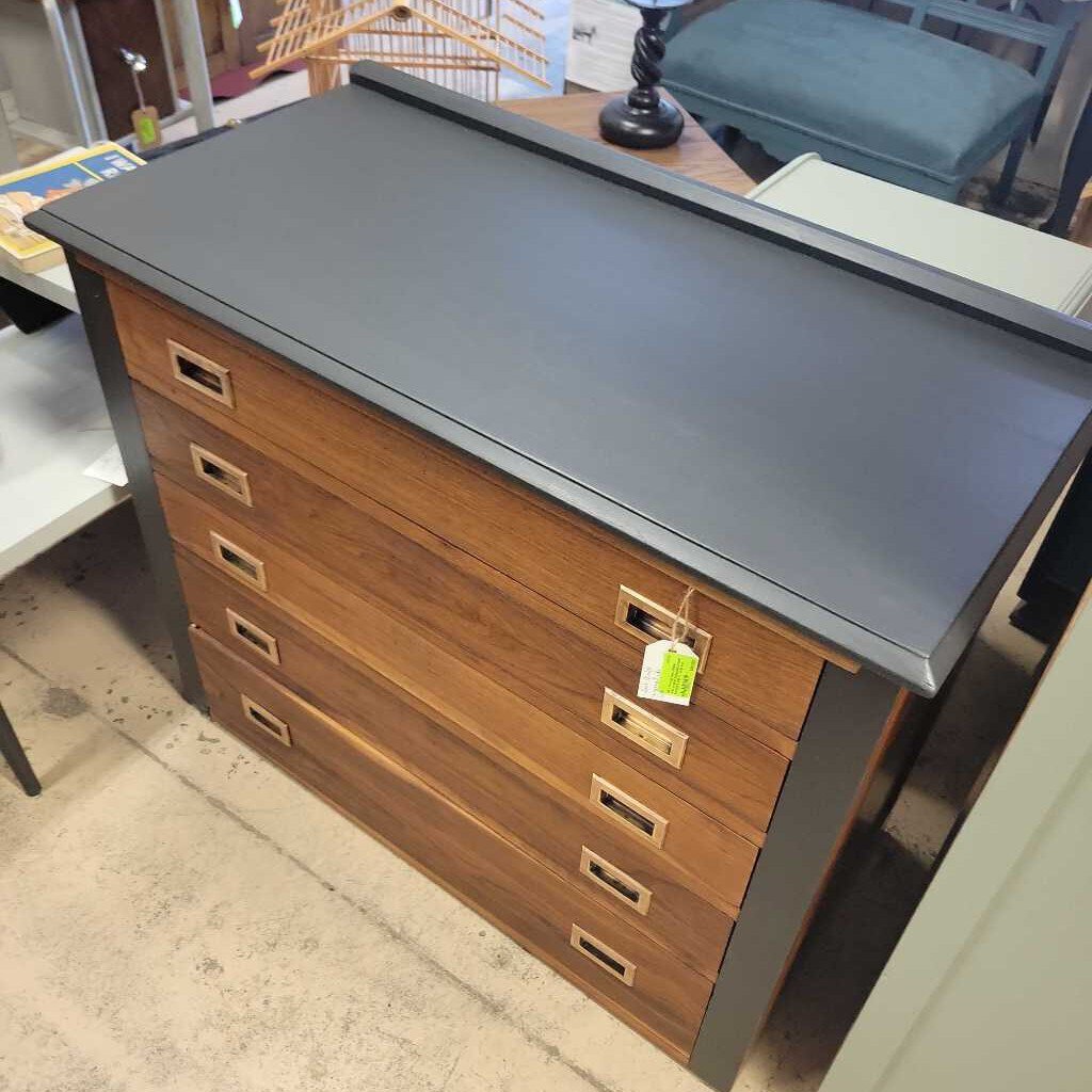 Vintage teak cabinet with original embedded copper hardware (HB 1 )