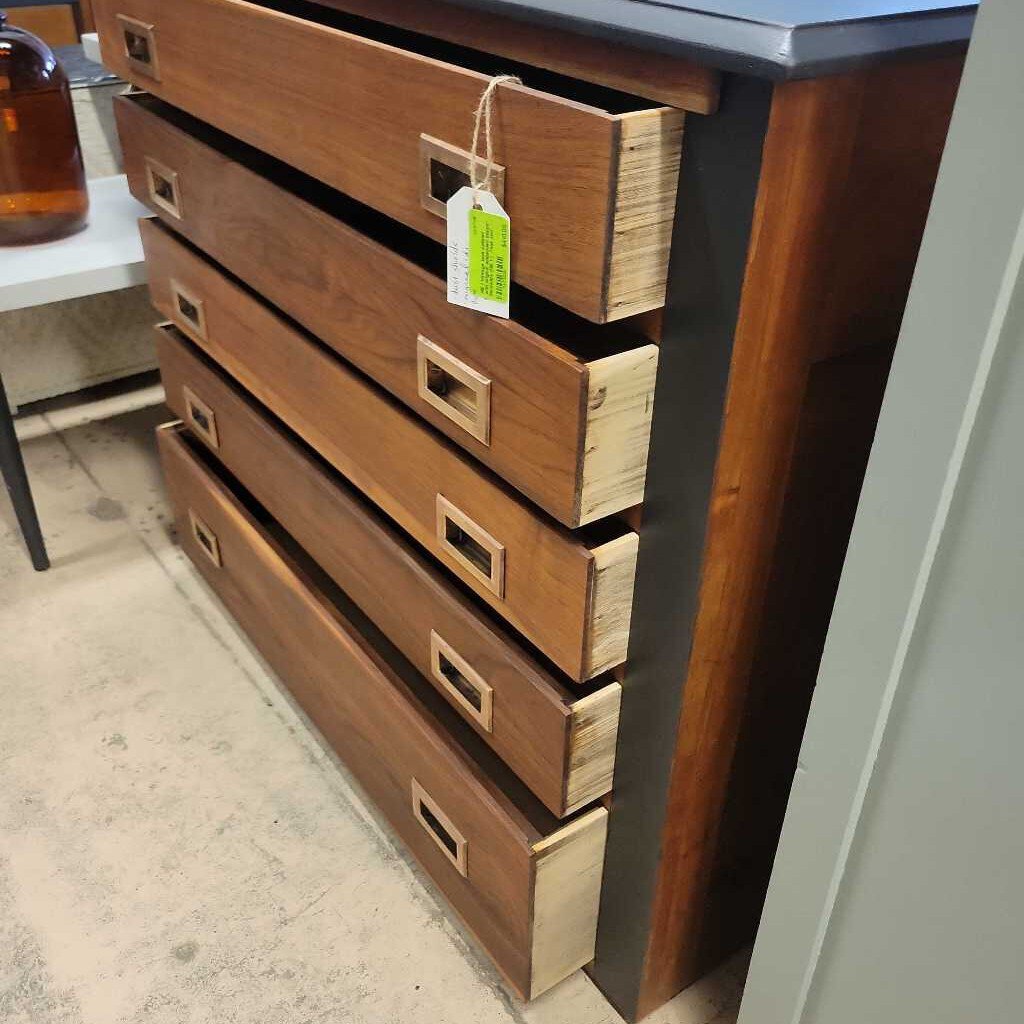 Vintage teak cabinet with original embedded copper hardware (HB 1 )