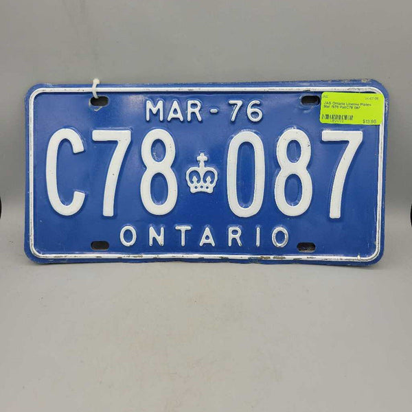 Ontario License Plates Mar 1976 PairC78 087