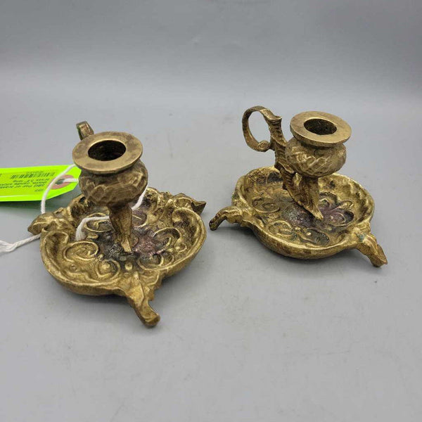 Pair of brass, Scottish thistle, candle sticks (SBG)