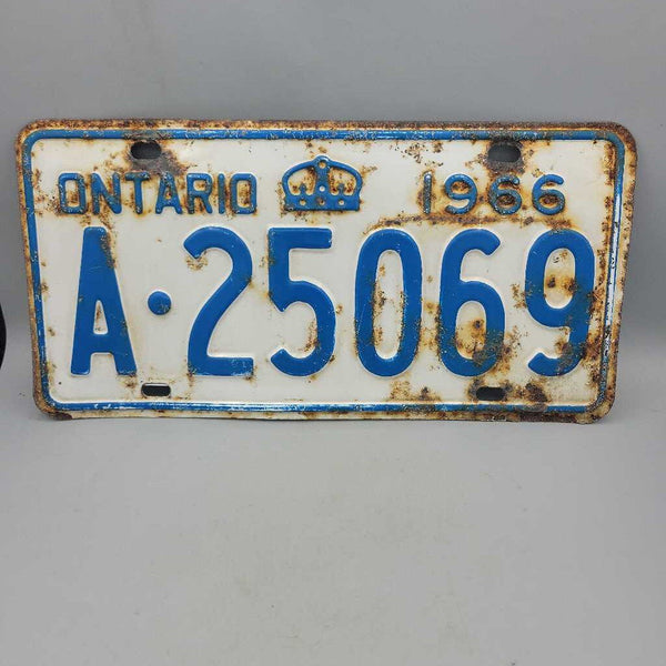 Ontario 1966 License Plate A 25069 (JAS)