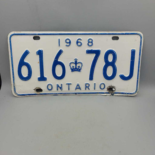 Ontario 1968 License Plate 616 78J (JAS)