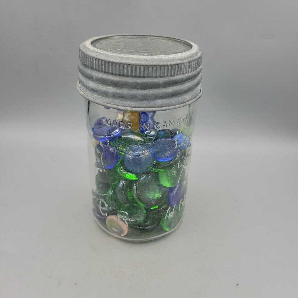 Crown pint Jar With glass beads (JAS)