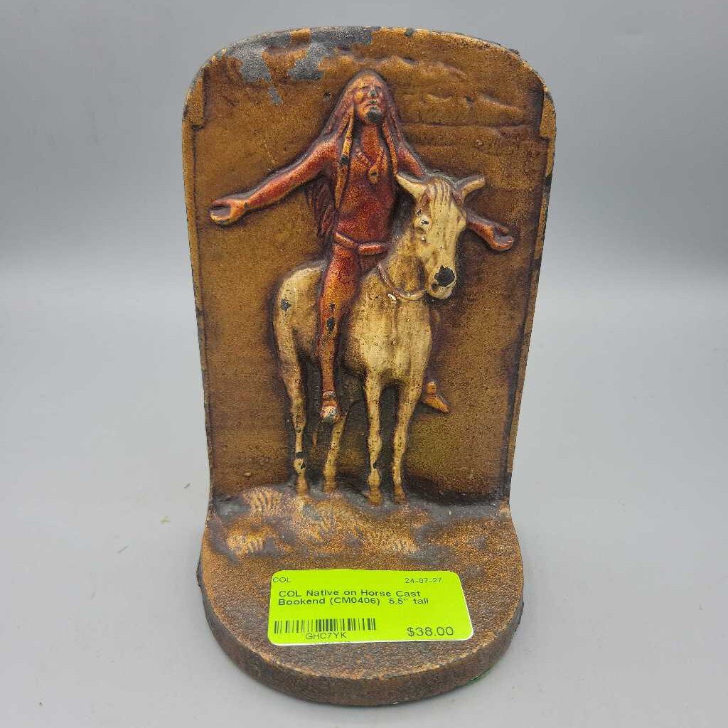 Native on Horse Cast Bookend (CM0406)