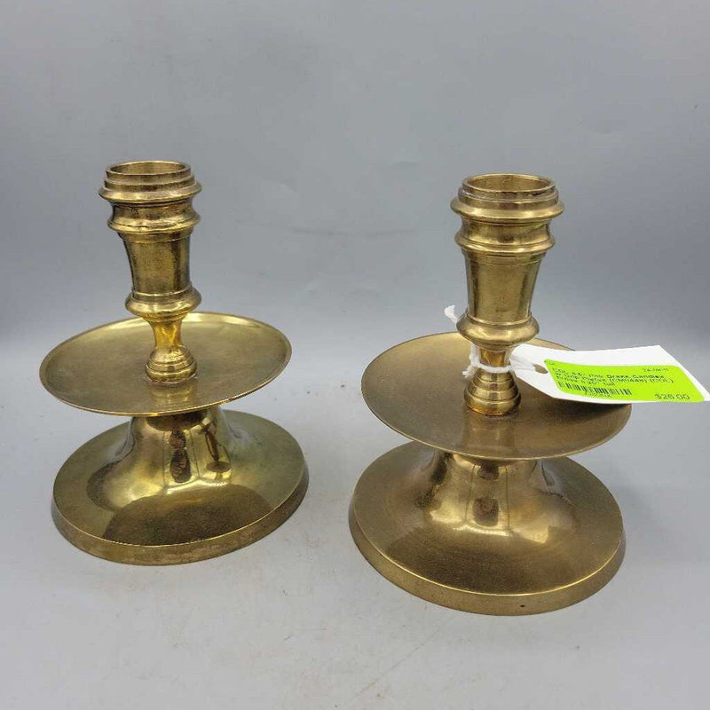 5.5" Pair Brass Candles w Drip Plates (CM0448) (COL)