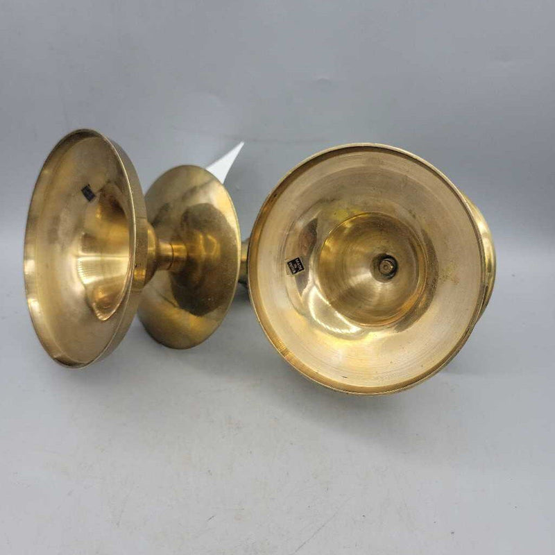 5.5" Pair Brass Candles w Drip Plates (CM0448) (COL)