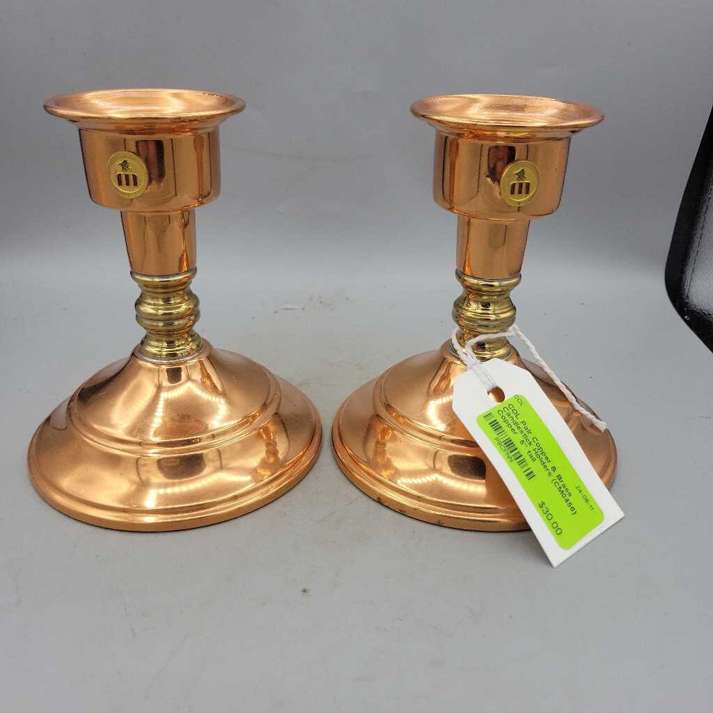 Pair Copper & Brass Candlestick Holders (CM0456)