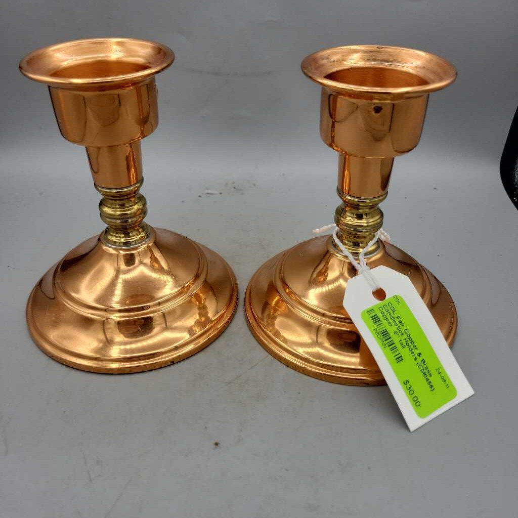 Pair Copper & Brass Candlestick Holders (CM0456)