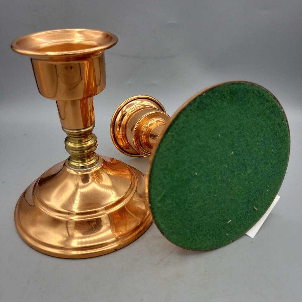 Pair Copper & Brass Candlestick Holders (CM0456)