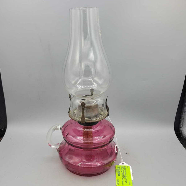 Cranberry Glass Finger style Oil Lamp lantern (DEB)