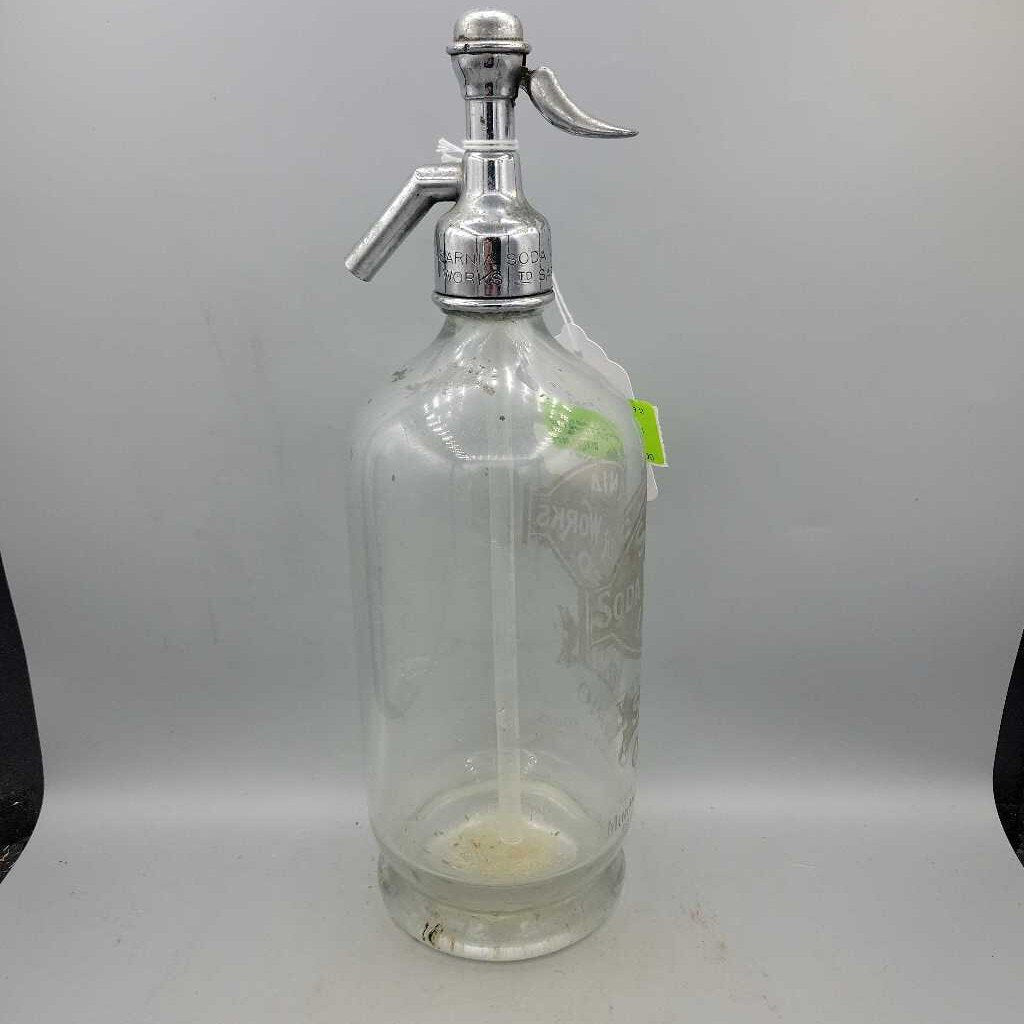 Sarnia Soda Water Works Seltzer Bottle matching top (JEF) Siphon