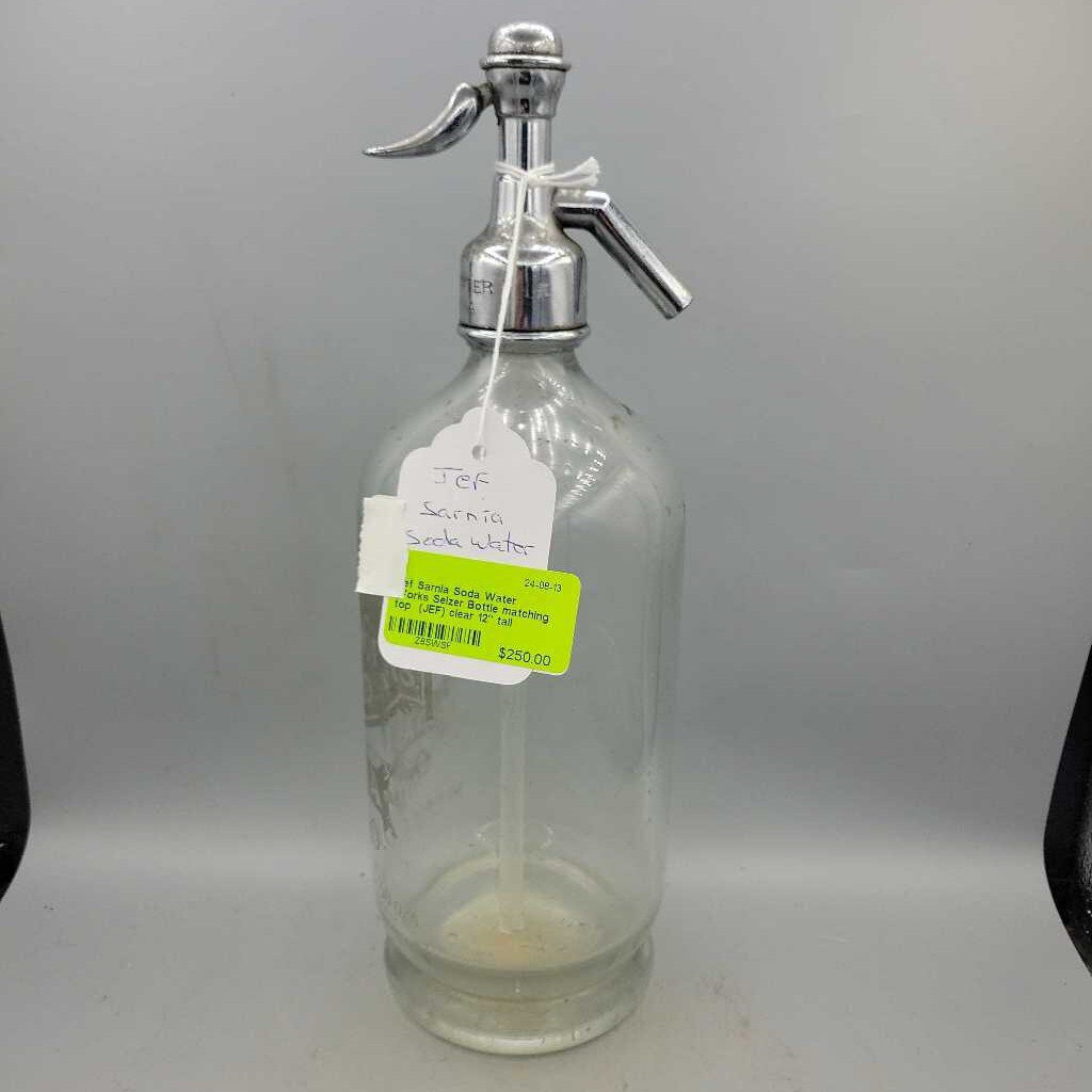 Sarnia Soda Water Works Seltzer Bottle matching top (JEF) Siphon
