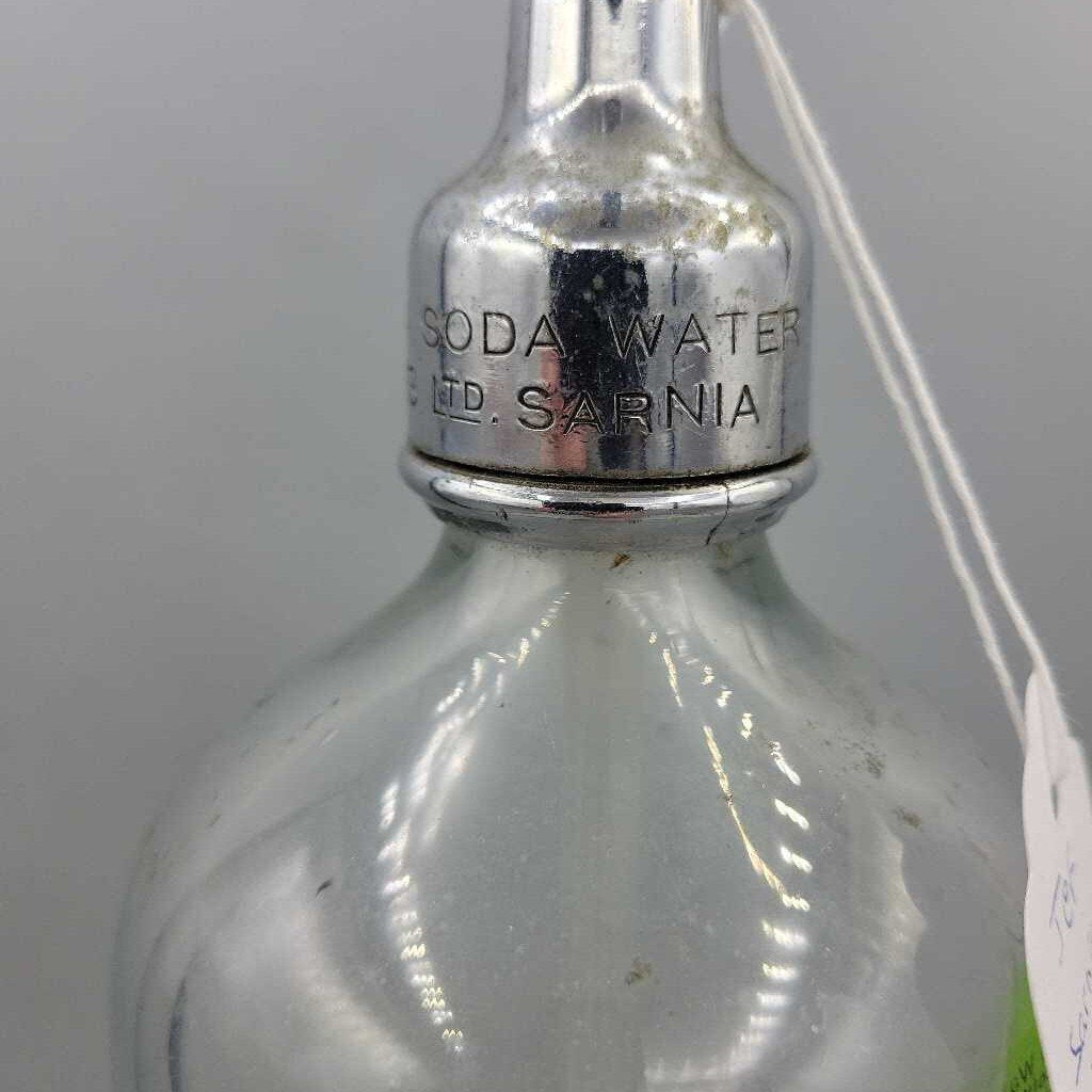 Sarnia Soda Water Works Seltzer Bottle matching top (JEF)