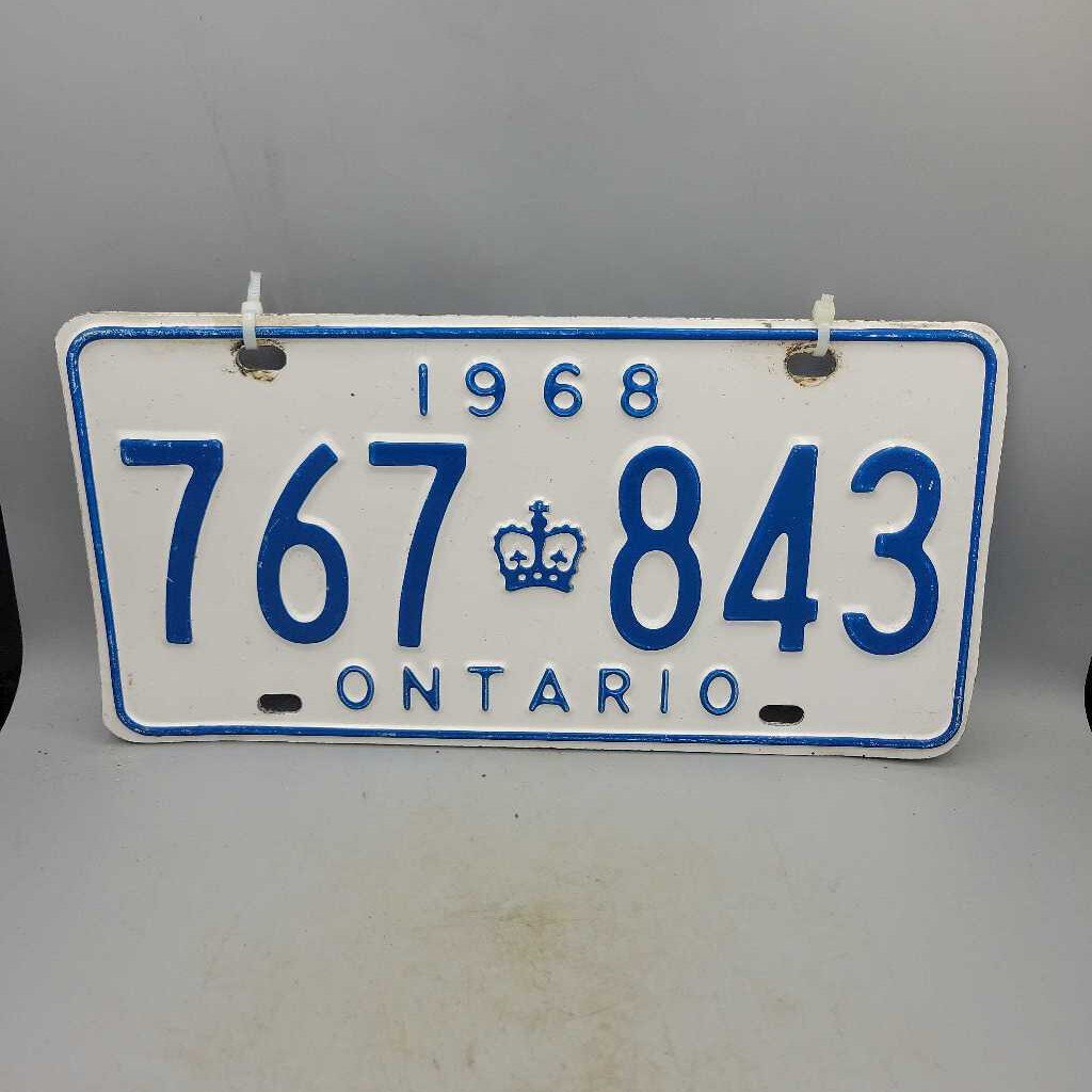 1968 Ontario License Plates Pair 767 843 (JAS)