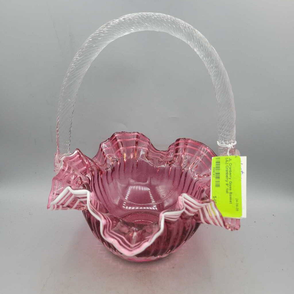 Cranberry Glass Basket (JL)