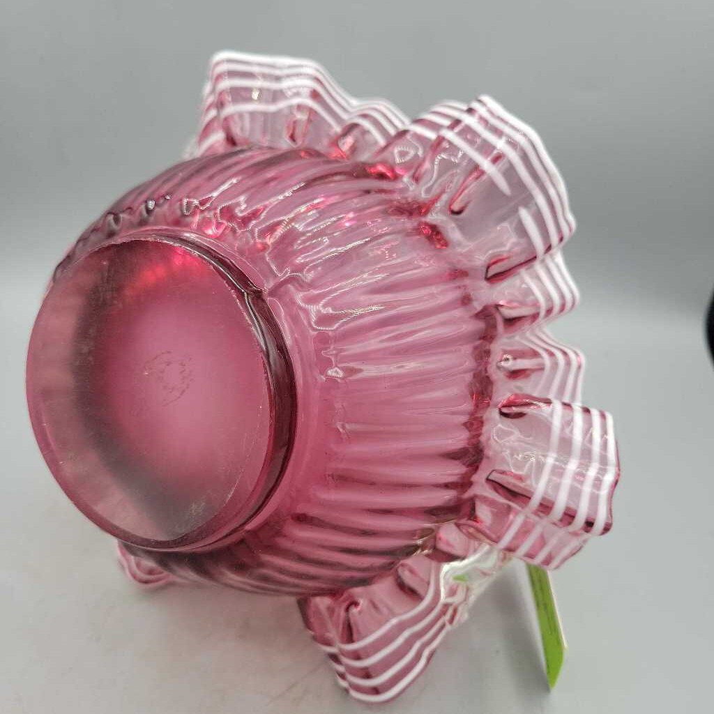 Cranberry Glass Basket (JL)