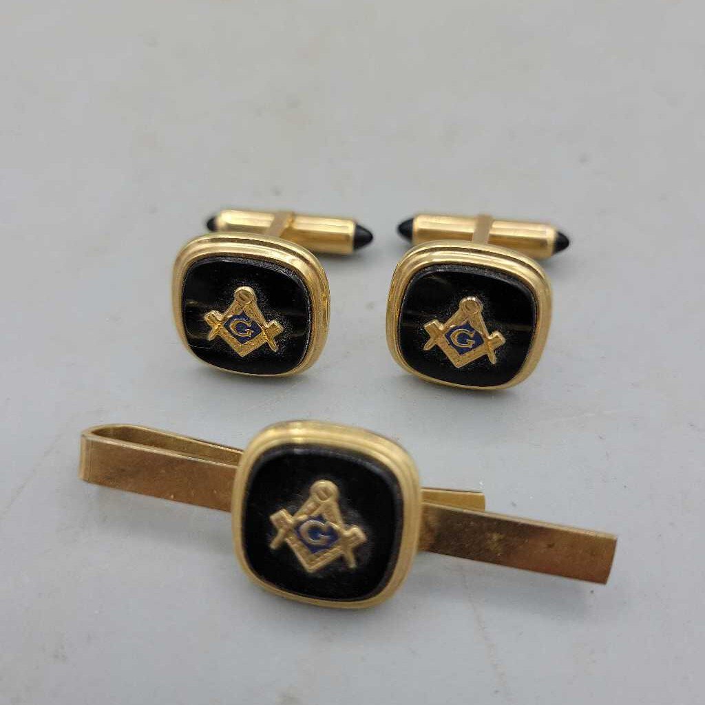 Mason's Cuff Link and Tie Pin Set