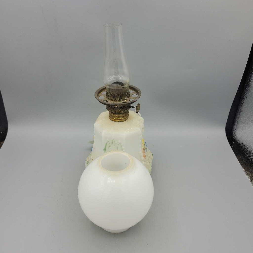 Antique Milk Glass Miniature Oil Lamp (DEB)