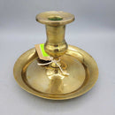 Brass Candle Holder w Large Drip Plate (CM0521)