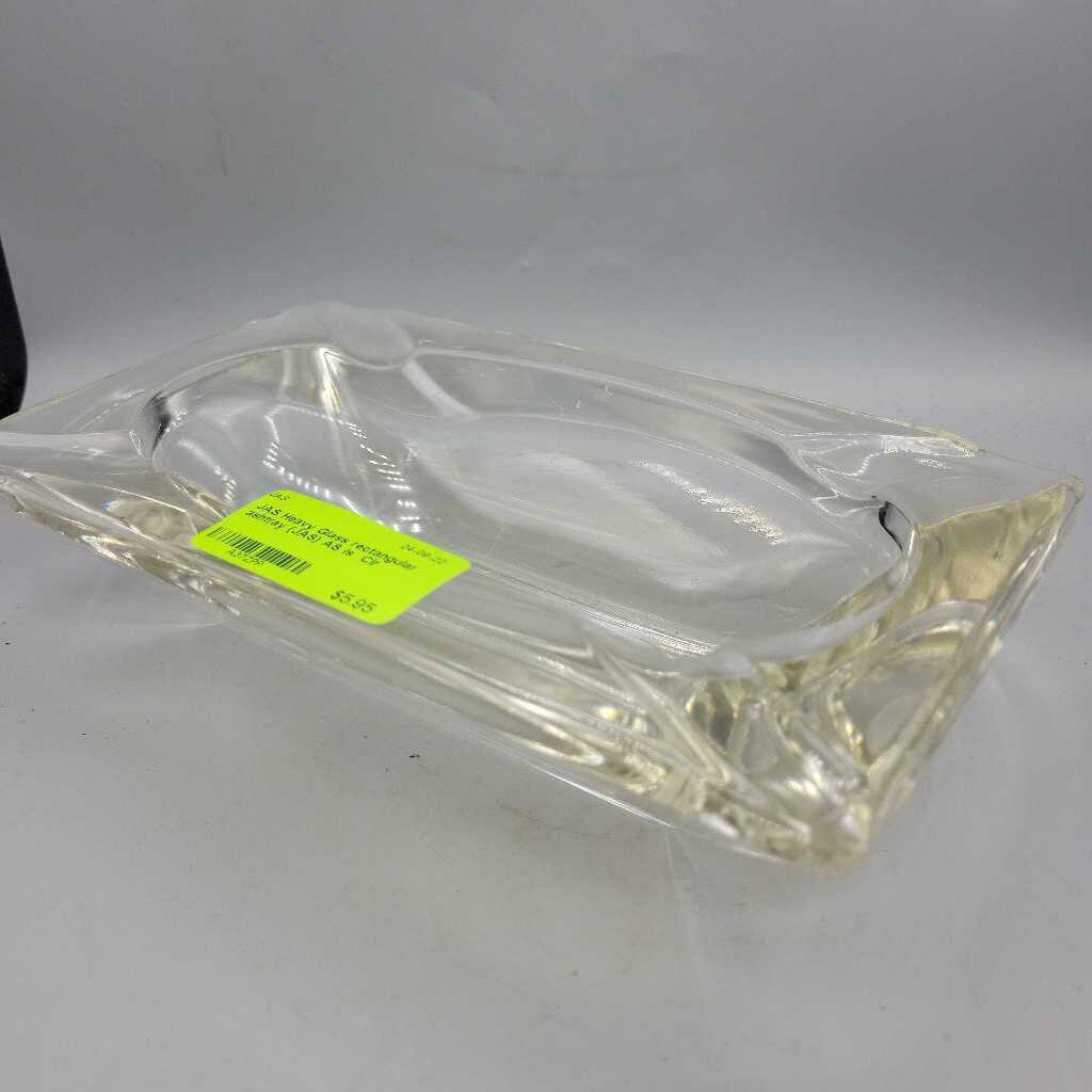 Heavy Glass rectangular ashtray (JAS) AS is