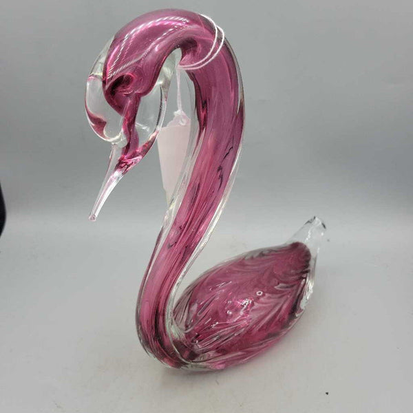 Cranberry Art Glass Swan (DEB)