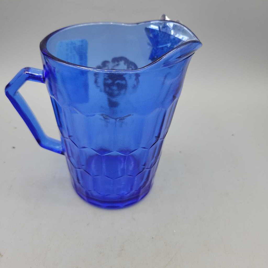 Shirley Temple Hazel Atlas Glass Co. Cobalt Blue 4.25" Pitcher 1930s