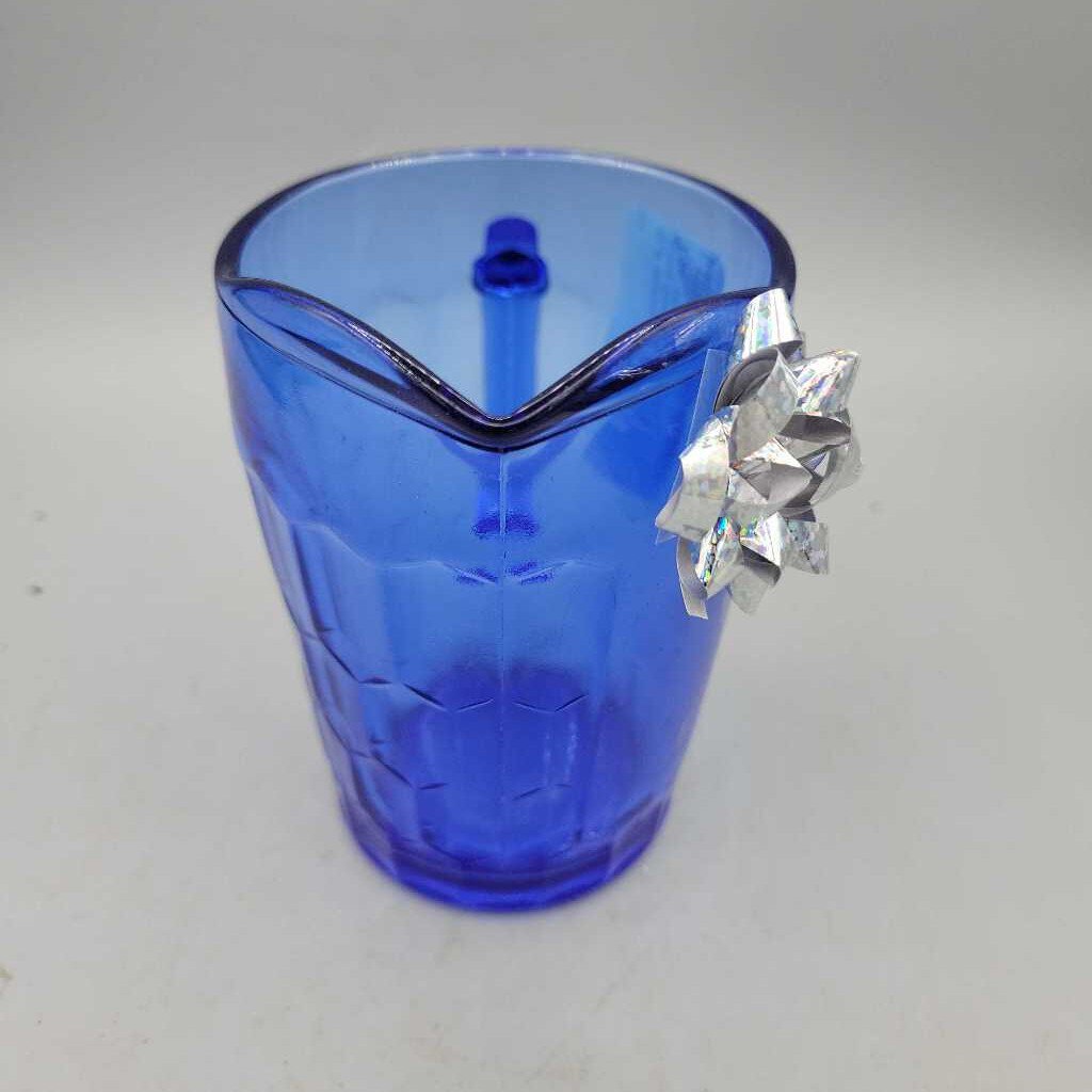 Shirley Temple Hazel Atlas Glass Co. Cobalt Blue 4.25" Pitcher 1930s