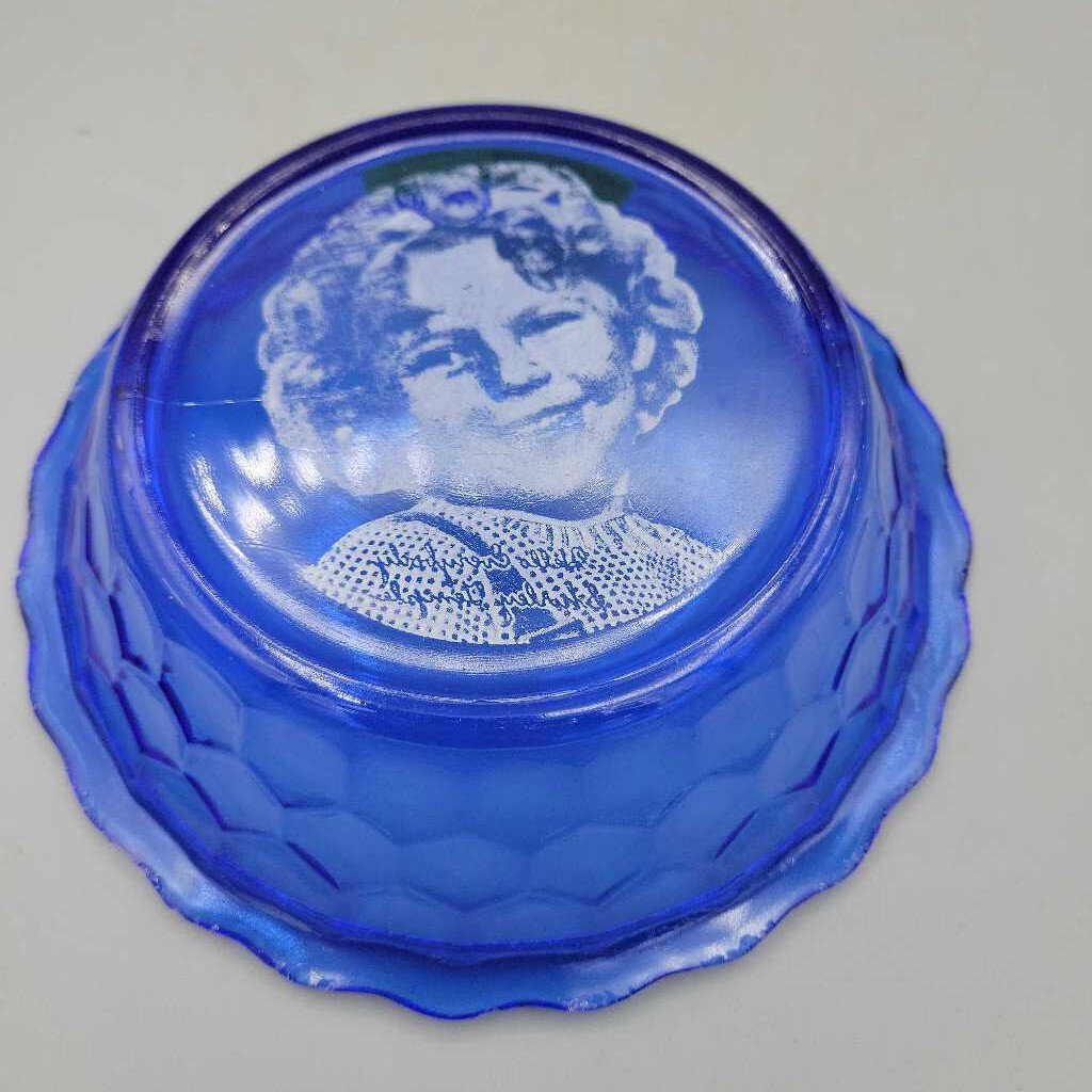 Shirley Temple Hazel Atlas Glass Co. Cobalt Blue 6.5" Cereal Bowl 1930s