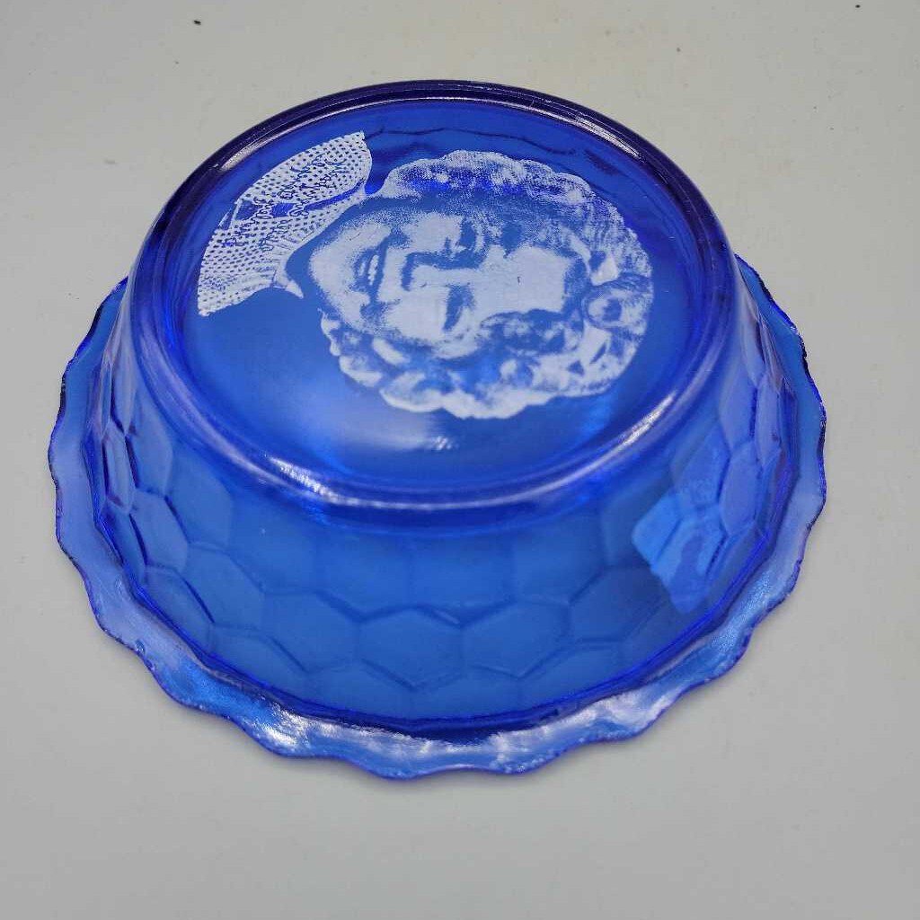 Shirley Temple Hazel Atlas Glass Co. Cobalt Blue 6.5" Cereal Bowl 1930s