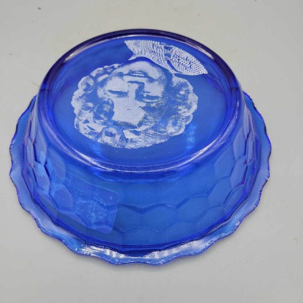 Shirley Temple Hazel Atlas Glass Co. Cobalt Blue 6.5" Cereal Bowl 1930s