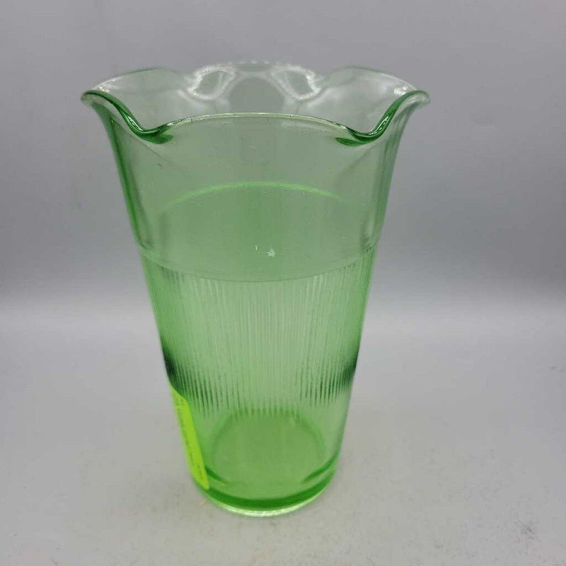 Vintage Uranium Green Glass Vase