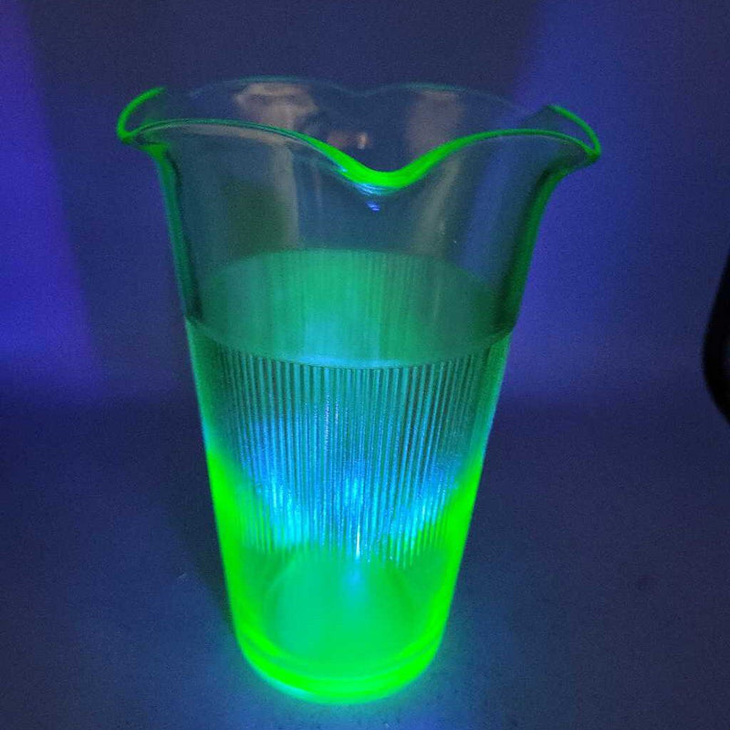 Vintage Uranium Green Glass Vase