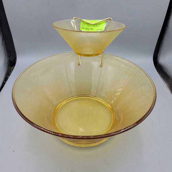 Federal Glass Sun Gold Amber Chip and Dip Server (RHA)