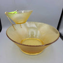 Federal Glass Sun Gold Amber Chip and Dip Server (RHA)