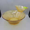 Federal Glass Sun Gold Amber Chip and Dip Server (RHA)