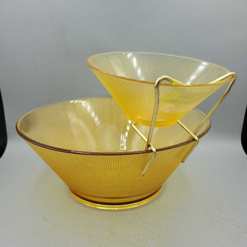 Federal Glass Sun Gold Amber Chip and Dip Server (RHA)