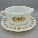 Pyrex Butterfly Gold Gravy Boat and plate (RHA)