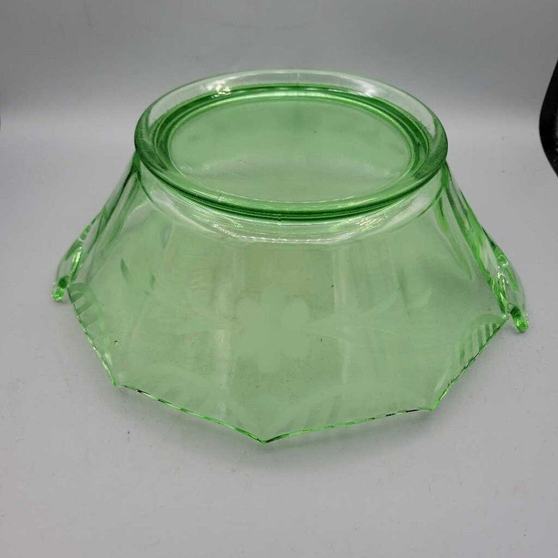 Green Depression Etched Glass Bowl (RHA)