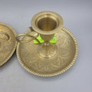 Pair Etched Brass Candleholders w Handles (CM0604)