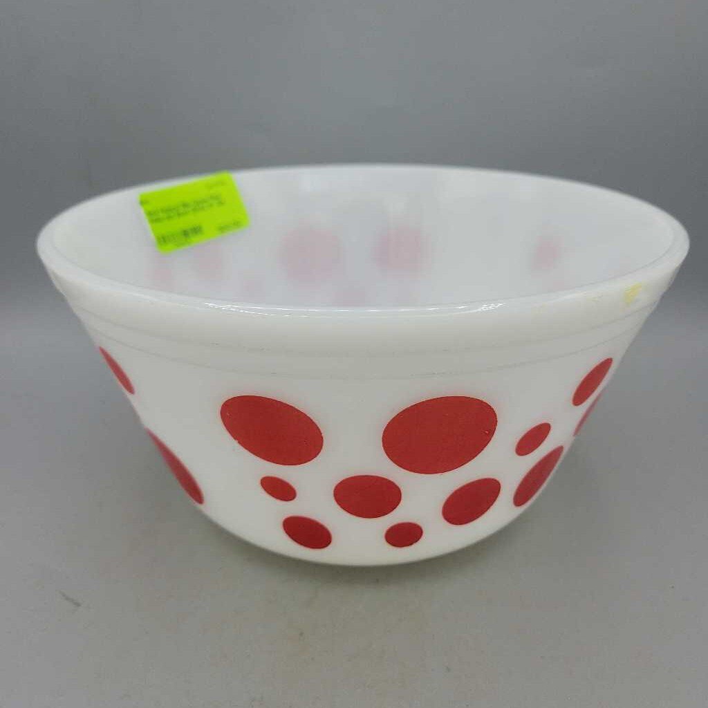 Federal Milk Glass Red Polka dot Bowl # 3 (RHA)